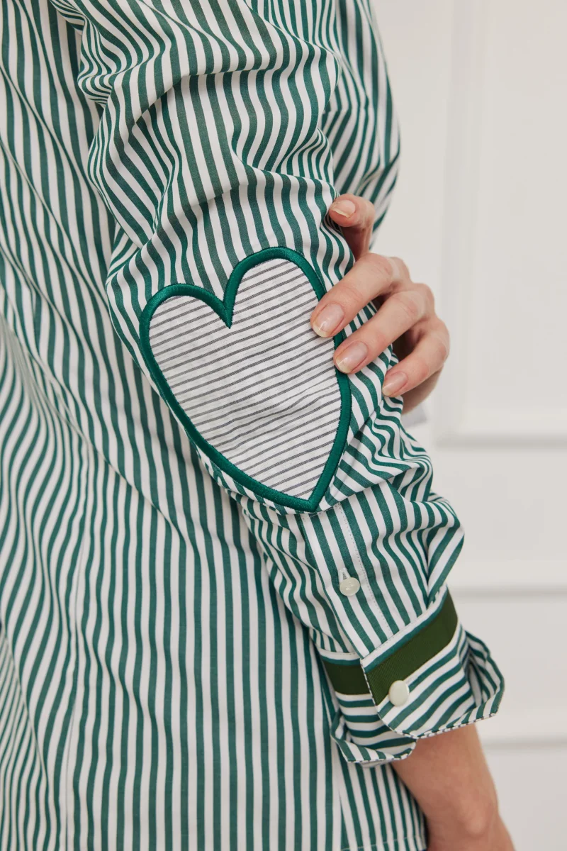 Bluse Heart Stripes Grün – Bild 3