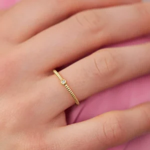 Weißer Saphir Snake Tail Solitär Ring | 585 Gold