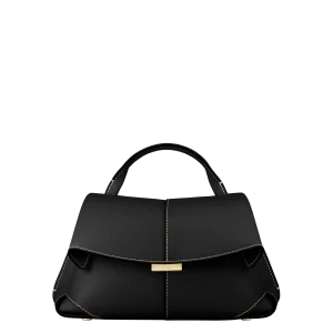 Mokki Mini - Schwarz Nähte Ecru Genarbtes Leder
